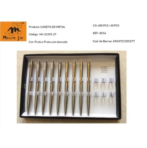 MJ21355-27   CANETA ESFEROGRAFICA RETRATIL CORPO METAL------CX:600PÇS/MIN:60PÇS-BOX:12PÇS