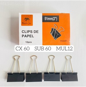 MJ-24737-12  CLIPS PARA PAPEL, DE METAL51mm.. CX 60 PÇS SUB 24PÇS MUL/12