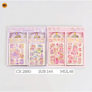 REF:XT MJ-1671-18 CARTELA ADESIVA DE PAPEL, COM DESENHOS. CX2880 PÇS SUB 144 PÇS MUL/48