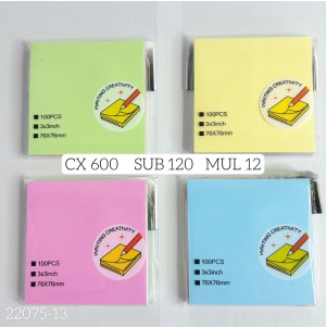 LEMBRETE DE PAPEL AUTO-ADESIVO  REF 22075-13 CX 600 PÇS SUB 120PÇS MUL/12