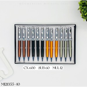 MJ21355-40 CANETA ESF RETRATIL CORPO METALICOC-----CX:600PÇS/MIN:60PÇS-BOX:12PÇS
