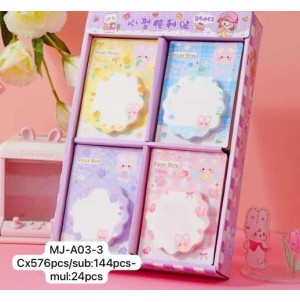 REF: MJ-A03-3 BX C/24 LEMBRETE DE PAPEL, AUTO-ADESIVO -CX:576PÇS/SUB:144PÇS-MUL:24PÇS