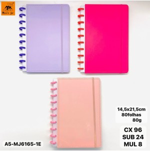CADERNO. REF: A5-MJ-6165-1E MUL/24------ CX:96PÇS/MIN:24PÇS/MUL:8PÇS