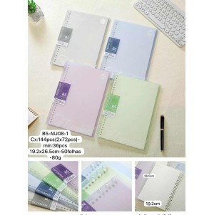 CADERNO. REF:B5-MJ08-1 ------------ CX: 144PÇS/MIN:36PÇS-MUL:36PÇS    