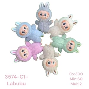 REF:3574-C1L CHAVEIRO DE METAL, COM PELUCIA LABUBU ---------- CX:300PÇS/SUB:60PÇS-MUL:12PÇS   